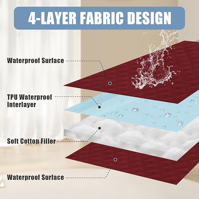 Smiry Waterproof Dog Bed Cover Pet Blanket, Soft Washable Dog Blanket for Furniture Bed Couch Sofa Reversible, Checkered (40"x80", Wine Red/Wine Red)