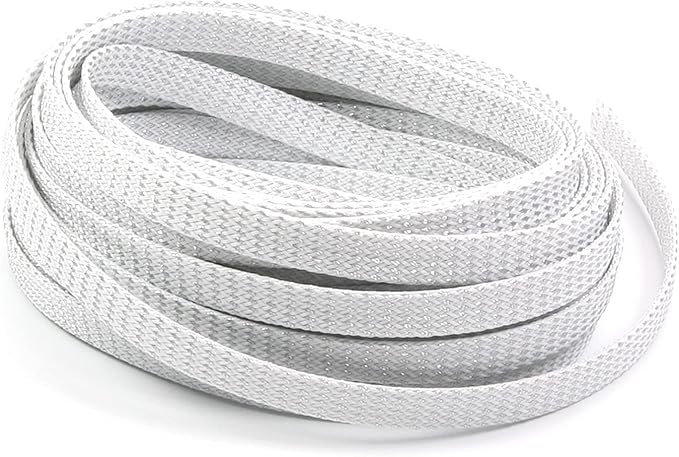 Aicosineg Cable Sleeve Braided Sleeving PET Wire Loom Tubing Cable 32.81ft-2/5inches Wrap Protector for HiFi Audio and Video Headphone Cable Protect Wires from Chewing of Pets Silver