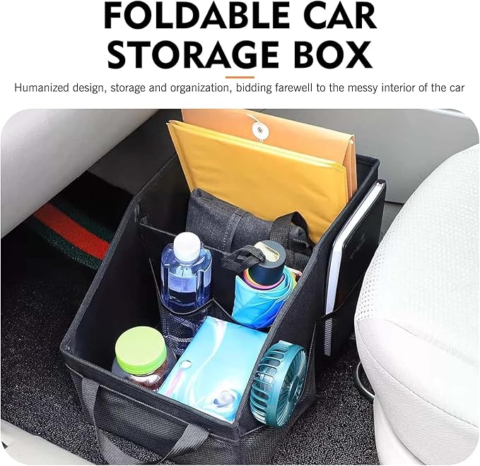 Car Seat Organizer, Backseat Car Organizer, Collapsible Organizers and Storage with Handles and Mesh Pockets, Fit for Front/Rear Consoles Back Seats (Black)