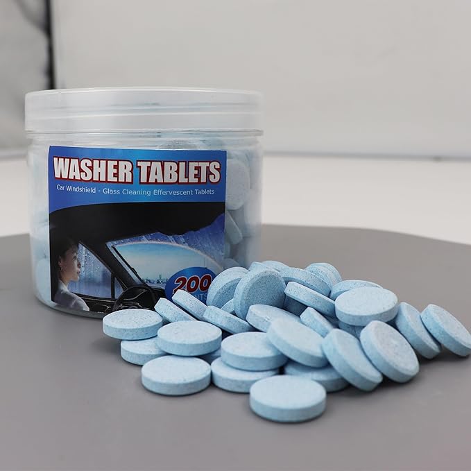 200 PCS-Car Windshield Washer Tablets, Glass Cleaner, Concentrated Effervescent Tablets, Solid Windshield Effervescent Wiper Tablet for Car Window Glass Cleaning