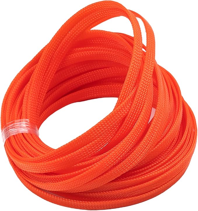 Aicosineg 32.81FT PET Braid Cable Sleeving Flexible Wire Mesh Sleeve Wire Braided Protective Sleeve 0.33inch Wrap Protector for Power Cord Protection Flame Retardant Cable Manage Orange