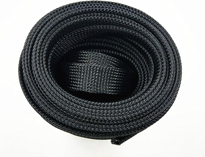 25ft-1.25" PET Expandable Braid Sleeving –Black –Cable Management Sleeve Cord Organizer for wrap & Protect Cables