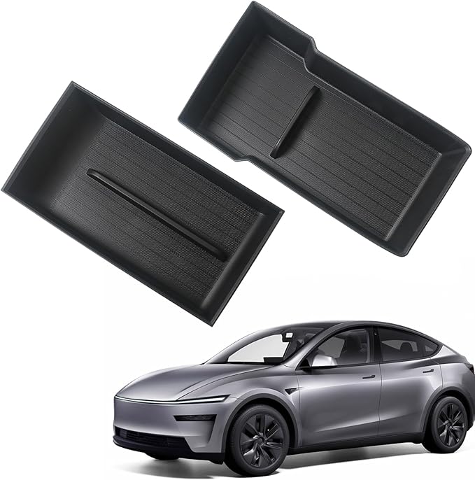 2 Pcs Center Console Organizer Bottom Trays for New Tesla Model Y Juniper Accessories 2025 2026 Armrest Box Base Tray Storage