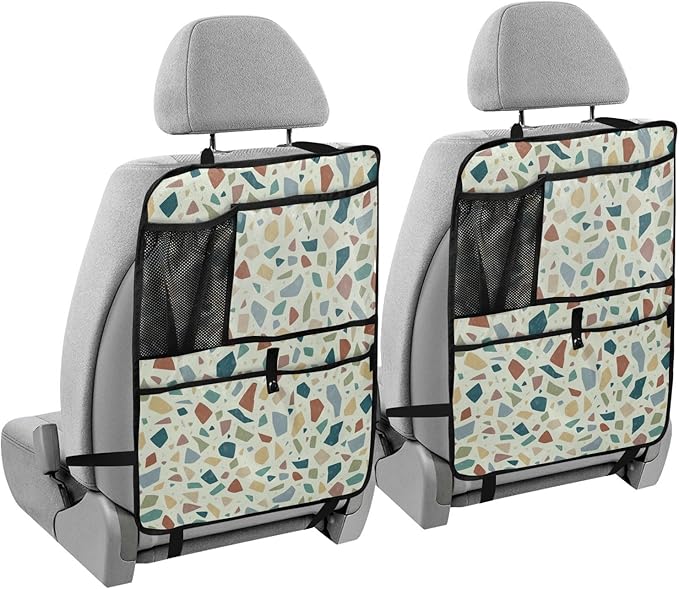 Terrazzo Green02 1 Pack Backseat Car Organizer with Storage Pockets Seat Back Organizers for Kids Kick Mats Backseat Protector Automotive