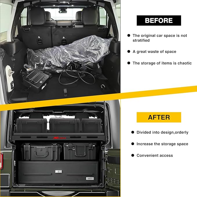 Nilight Interior Storage Rear Trunk Cargo Rack Basket Tray Interior Storage Luggage Carrier for 2007-2025 Wrangler JK JKU & JL JLU Unlimited 4-Door Hardtops