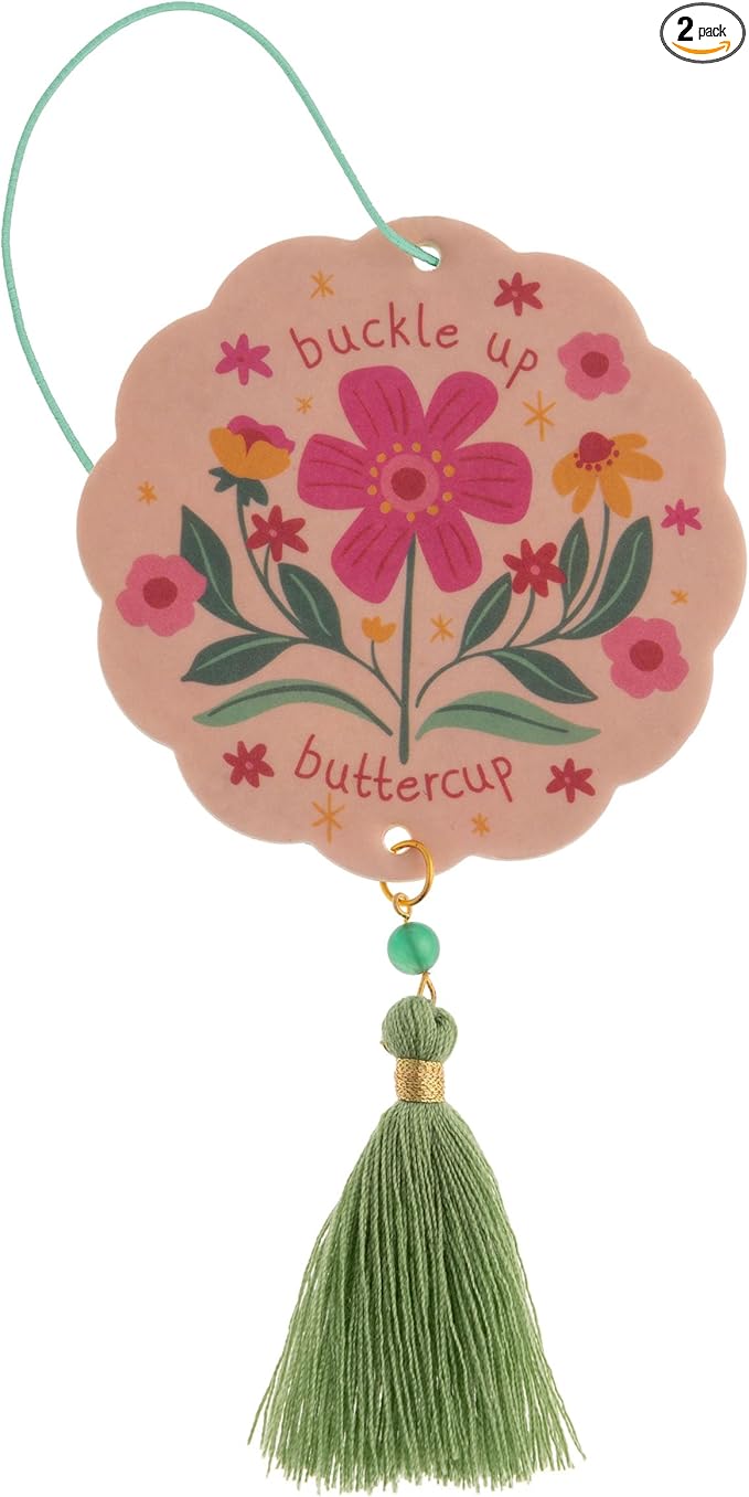 Karma, Essential Oil Air Freshener for Cars Set of 2, Home & Office - Colorful Decorative Hanging Air Freshener with Tassel, Buttercup Vanilla Scented