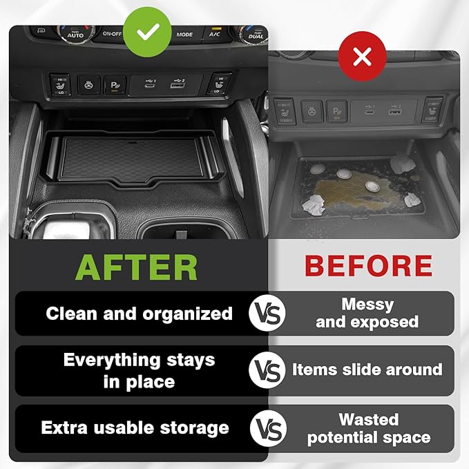 Muslogy Compatible with Nissan Frontier 2022-2025 2026 Accessories Center Console Organizer for Under Climate Controls Interior Storage Divider Tray