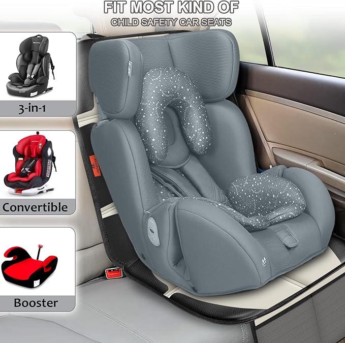 XHYANG Car Seat Protector,2 Pack Car Seat Protectors Baby Carseat Waterproof Durable 600D Fabric for Child Baby Car Seat Mat Vehicle Pet Cover 2 Storage Pockets (2 Pack Beige)