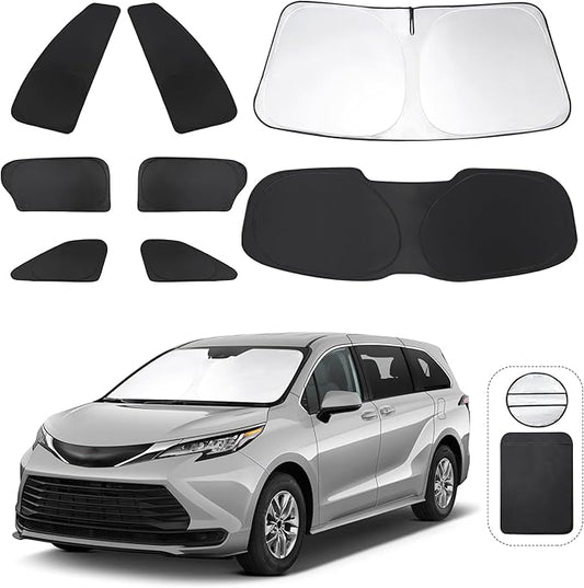 TINGLU Window Shades for Toyota Sienna 2021-2025 2026 Accessorie Car Side Full Windows Rear Triangular Windshield Sun Shade Sun UV Rays & Privacy Protection for Camping,Napping,and Relaxing 8PCS