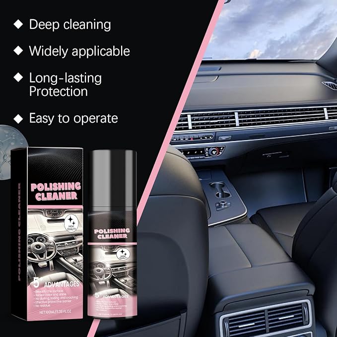Car Interior Cleaner, Polishing Cleaner Detailer Spray for Vehicle Detailing, Total Vehicle Interior Detailer Spray Rejuvenation, 100ml Multi-Purpose Cleaner (2Pcs)