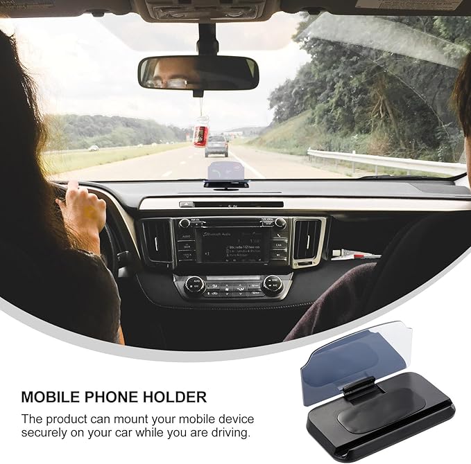 Car Head-up Display Phone Holder Mount Bracket, GPS Navigation Stand for Vehicles, Black Head-up Display Phone Cradle Compatible with Windshield and Dashboard Use
