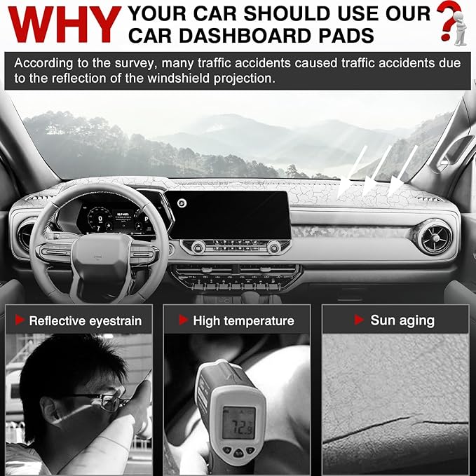 Autorder Dashboard Cover Mat for 2023 2024 2025 2026 Chevy/Chevrolet Colorado Accessories Dash Cover Upgrade Velvet Dash Mat Sunshade Glare UV Rays Protector