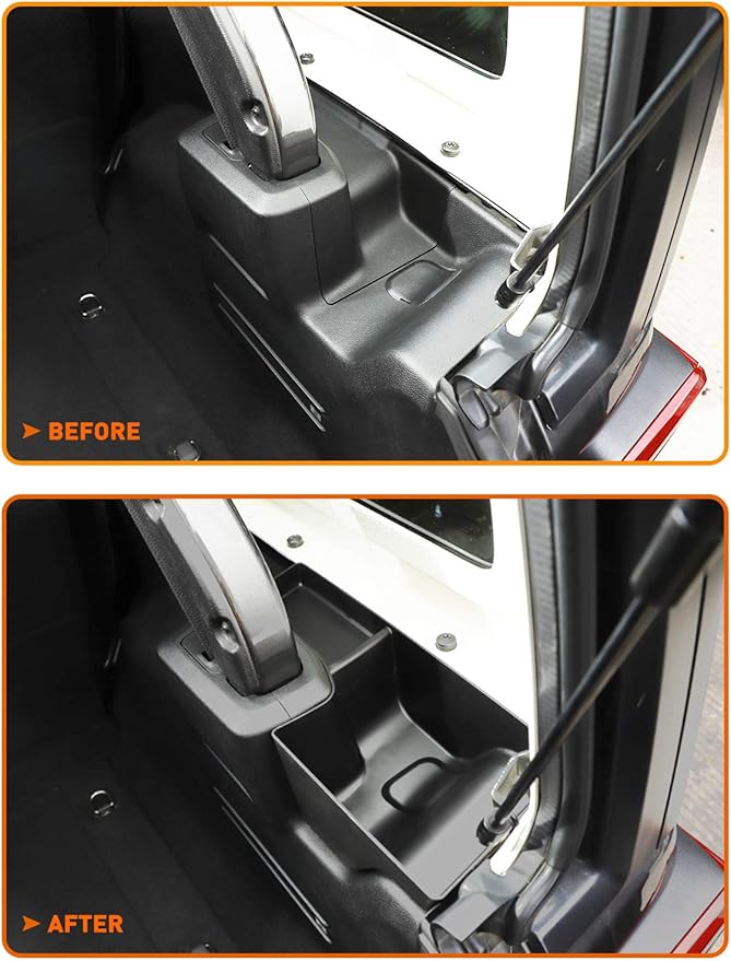 Savadicar RBR Wheel Well Storage Bin Rear Trunk Organizer for 2018-2023 Jeep Wrangler JL JLU 4-Door, Interior Accessories, Right Side, Black