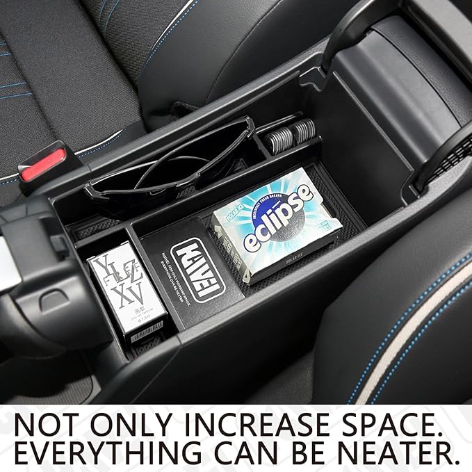 HGWEI Center Console Organizer Tray Compatible with Honda HRV 2023 2024 2025 2026 Accessories, Armrest Storage Box for HRV EX/EX-L/LX/SE/Sport/Touring,Black Trim