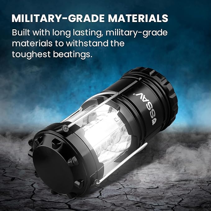 8 Pack LED Camping Lantern, LED Lanterns, Suitable Survival Kits for Hurricane, Emergency Light for Storm, Outages, Outdoor Portable Lanterns, Black, Collapsible | Batteries Included