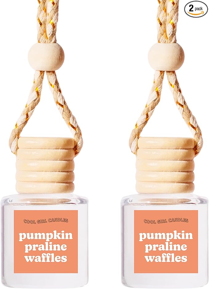 COOLGIRLCANDLES Pumpkin Praline Waffles Car Hanging Fragrance Oil Diffuser Car Air Freshener for Essential Oils, Long Lasting Automobile Diffuser Bottle