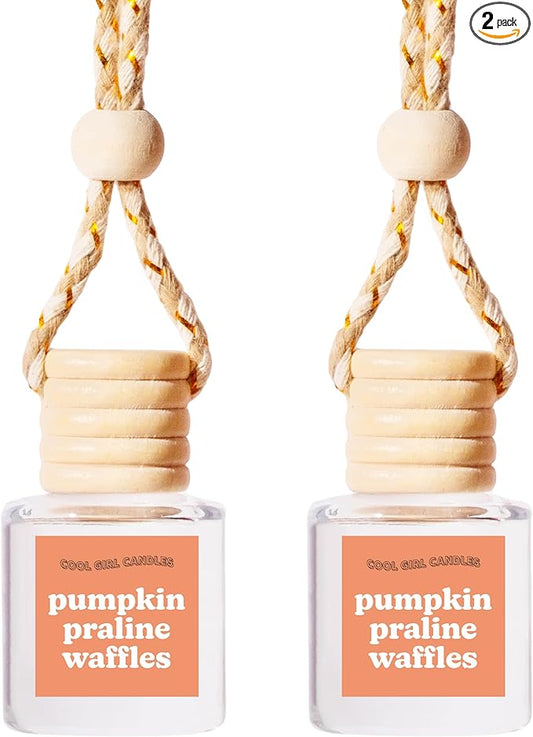 COOLGIRLCANDLES Pumpkin Praline Waffles Car Hanging Fragrance Oil Diffuser Car Air Freshener for Essential Oils, Long Lasting Automobile Diffuser Bottle