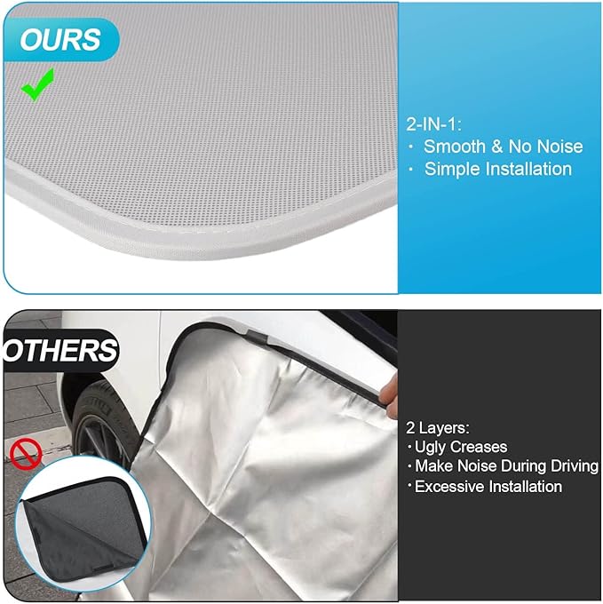 Tesla Model Y Sunshade Roof – Foldable Glass Roof Shade with Nano Ice-Crystal Coatings, UV Protection, No Sag/Gaps, Heat Insulation for Tesla Model Y 2020-2024, Not Suitable for 2025 2026 Juniper