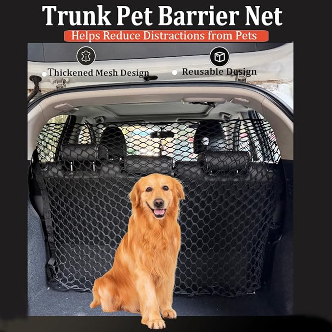 Dog Car Barrier for Land Rover Defender 130, Durable Car Dog Back Seat Barrier Net, Mesh Pet Divider Storage Net, Breathable & Easy to Install, Travel Accessories