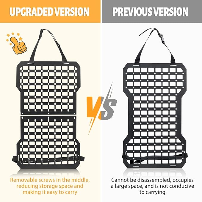 MAIKER Rigid Molle Panels For Vehicles Truck Mount Rack Tactical Seat Back Organizer with Fire Extinguisher Mout & Hook and Loop Fasteners & Elastic Rope for Storage Gears Accessories, Black