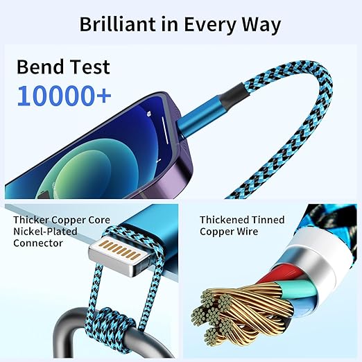 Travel Cruise Essentials 2026, Dual Type-C 4 in 1 Charging Cable, Multi Charging Cables for All Devices,2 USB C Ports Car Charger Cable for for iPhone 17-8/ Android/iPad and More