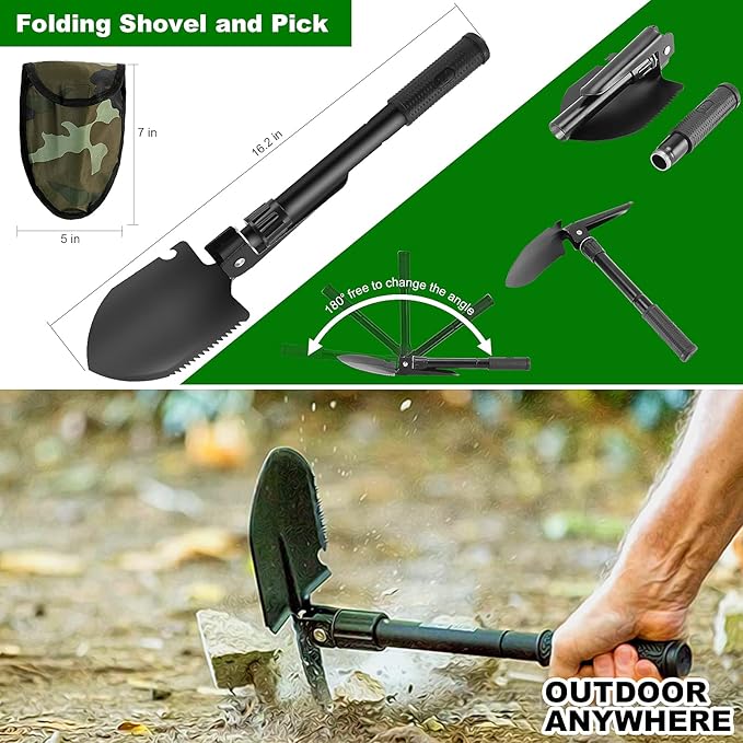 Survival Gear and Equipment with Molle Pouch, for Men Women Camping Outdoor Adventures