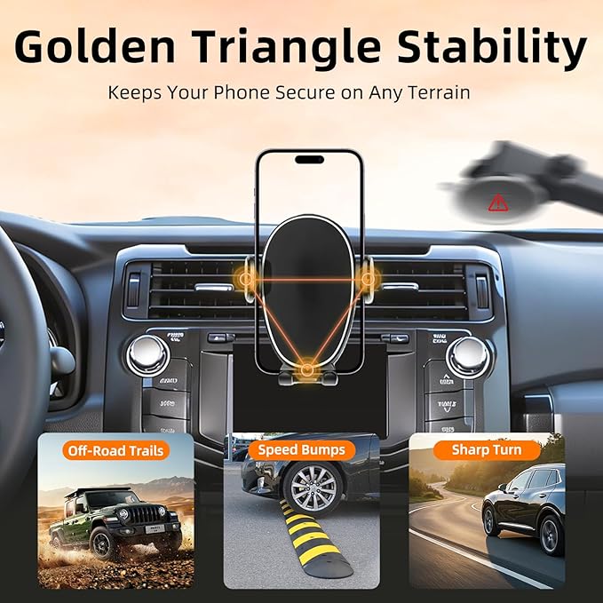 Phone Mount for Toyota 4Runner (2010–2024 5th Gen), 360° Adjustable Dashboard Phone Holder, Hands-Free Car Smartphone Mount for iPhone, Google & Android, Toyota 4Runner Interior Accessories, Black