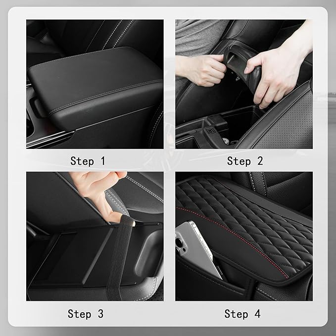 IHOTDER Patchwork Leather Center Console Covers for Cars,Upgraded Arm Rest Cover for Car with Side Storage Pocket for Car Seat Organizer,Middle Console Cover Stylish Car Decoration (Blue)