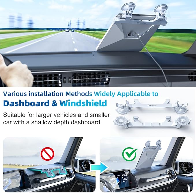 FONKEN for Starlink Mini Car Mount for Dashboard for Starlink Mini Dash Mount for Starlink Mini Suction Cup Mount for Dashboard & Windshield Suitable Most Vehicles and Ensures Stable Satellite Signal