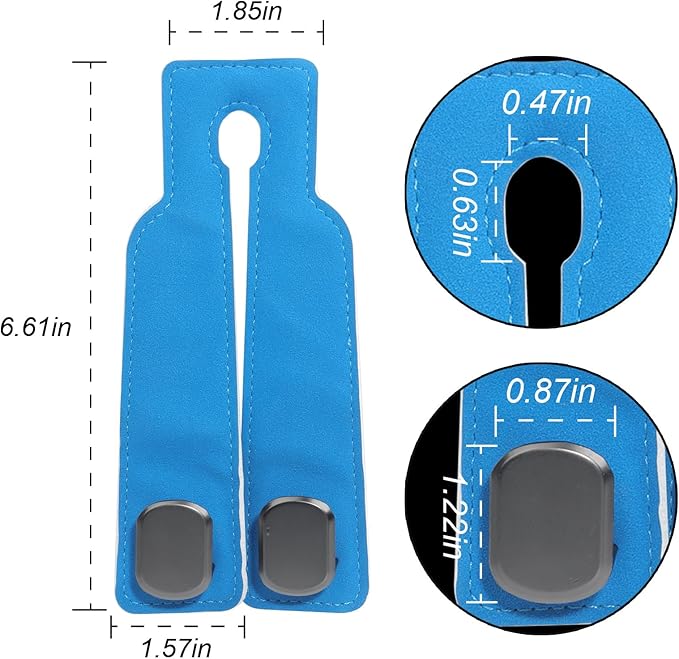 Purse and Bag Hook for Car, Zinc Alloy Seat Headrest Hooks, Upgraded Leather Car Seat Back Purses Hanger and Bags Holder (Blue, 2Pack)