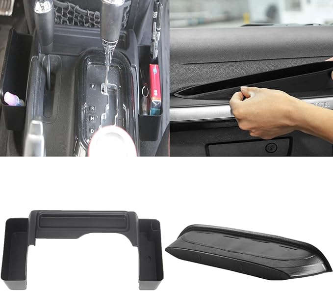 RESTBONE Shifter Storage Organizer Door Passenger Storage Tray Compatible with 2011-2018 Jeep Wrangler JK JKU, Update Gear Shift Storage Box,Interior Accessories, 2Pcs