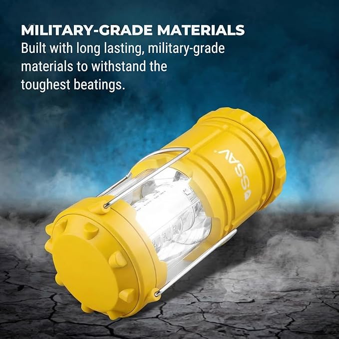 2 Pack LED Camping Lantern, LED Lanterns, Suitable Survival Kits for Hurricane, Emergency Light for Storm, Outages, Outdoor Portable Lanterns, Yellow, Collapsible | Batteries Included