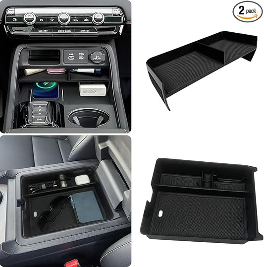 Zxiaochun 2PCS Center Console Organizer Compatible with 2023 2024 2025 2026 Honda Pilot & 2026 Honda Passport Interior Accessories, Armrest Box Tray Gear Shift Storage Tray