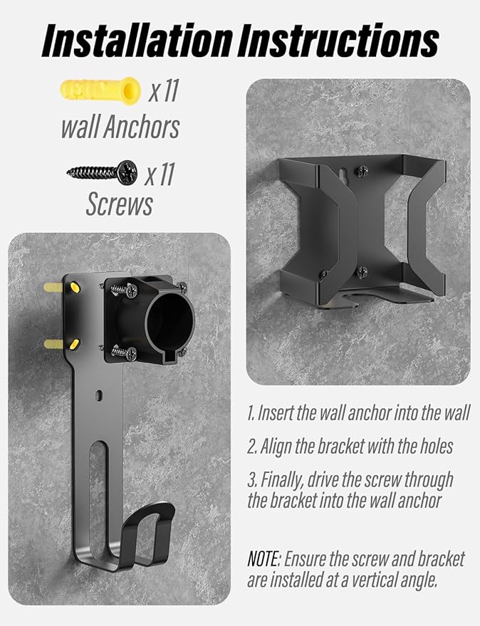 BMZX EV Charger Holder J1772, Wall Mount Kit for Electric Car Charger, SAE J1772 Cable Organizer, Heavy-Duty Stainless Steel Includes Nozzle Holster Dock & J-Hook