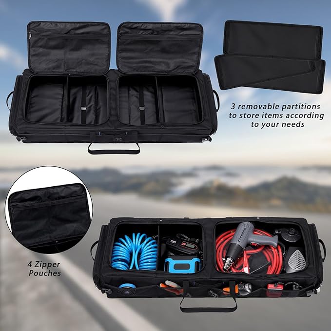 Under Seat Storage Bag Fit for SuperCrew Cab, Collapsible Truck UnderSeat Organizer with 3 Detachable Inner Dividers & Anti-slip Bottom Fit for Crew Cab(Full Size Trucks) (Large)