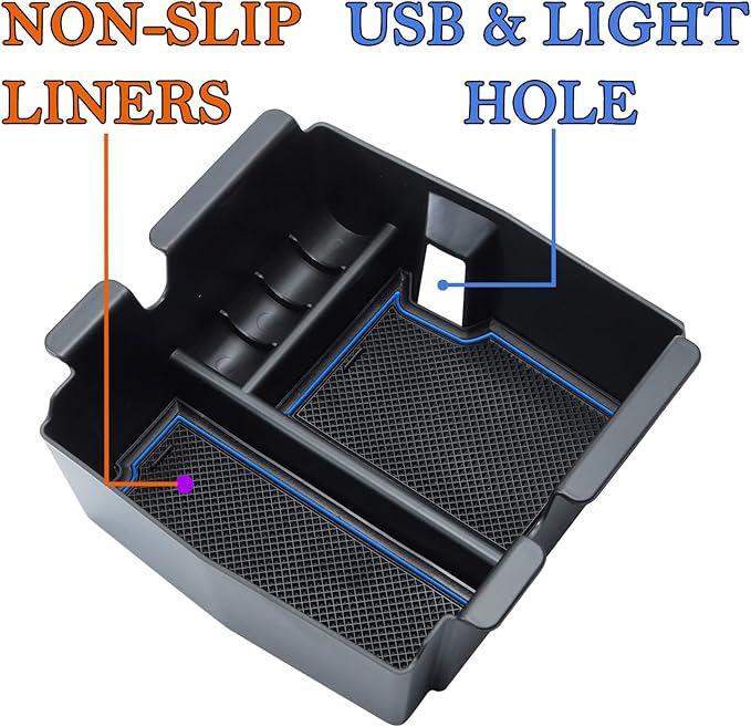 Compatible with Center Console Organizer Tray Jeep Wrangler JL/JLU 2018-2021 2022 2023 2024 2025 and Jeep Gladiator JT Truck 2020-2023 2024 2025 Insert Armrest Accessories (Not for JK/JKU)(Blue Trim)