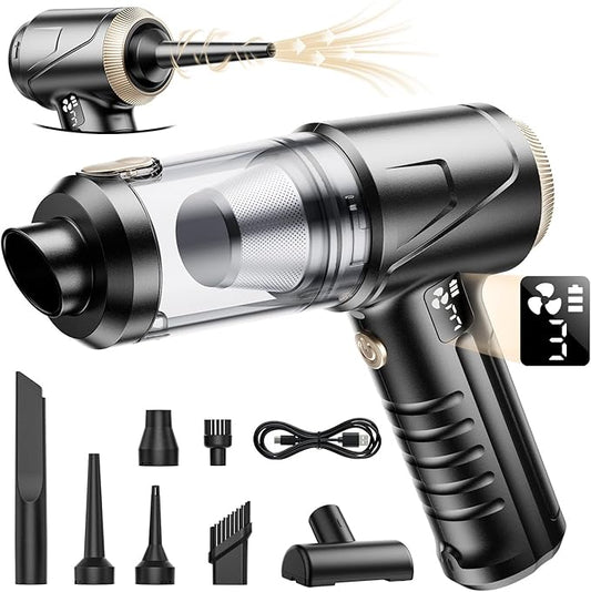 Handheld Vacuum Cleaner 26000Pa Suction with Brushless Motor, 4-in-1 Portable Mini Car Vacuum with 3 Suction Modes, Cordless Vacuum with LED Light, Type-C Charge for Car, Office Desk, Keyboards