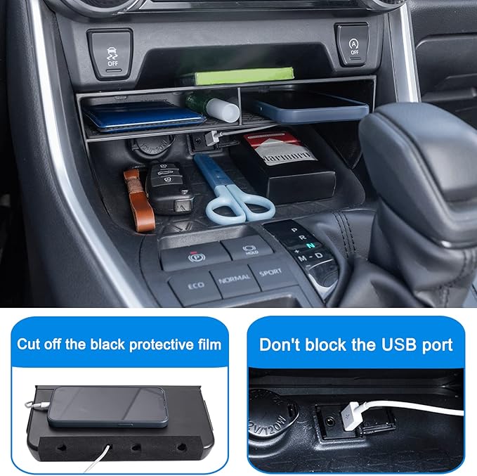 JDMCAR Bigger Slots Center Console Organizer Compatible with Toyota RAV4 2025 2024 2023 2022 2021 2020 2019 and 2021-2025 RAV4 Prime Accessories Larger Divider Tray Gear Shift Secondary Storage Box