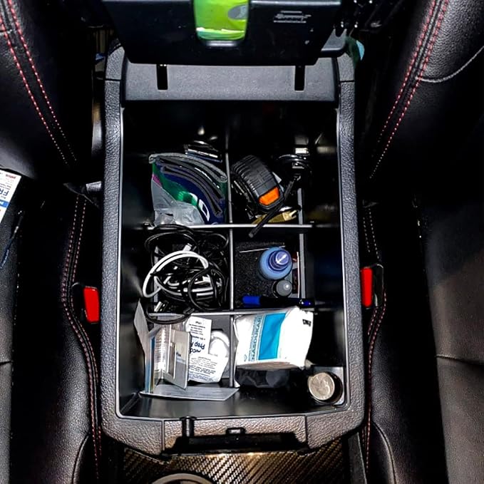 TACOBRO Center Console Organizer Dividers Compatible with 4Runner 2010-2019 2020 2021 2022 2023 2024 Accessories, Armrest Storage Box Compartment Insert ABS Materials, Black