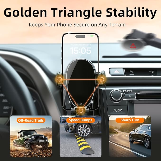 Phone Holder for Rav4 (2013-2018), 360° Adjustable Dashboard Phone Mount, Hands Free Mobile Holder for Toyota Rav4, Car Mount for iPhone, Samsung & Android, Uber Accessories for Car, Black