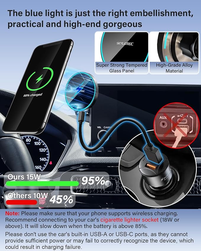 Phone Holder for Toyota Highlander 2020-2025 Accessories Car Magnetic Phone Mount for MagSafe, Strong Magnets Fast Wireless Charger Cell Phone Base(Only Fit 8-inch, Not Fit 12.3-inch Limited Platinum)