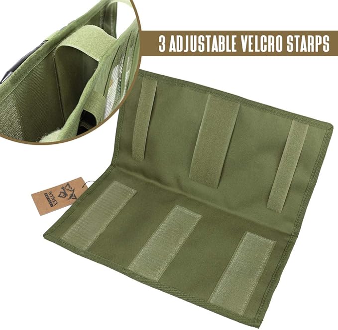WYNEX Car Sun Visor Organizer with Double-Sided Folding MOLLE Panel, Auto Sun Visor Storage for Essentials & Tactical Gear, Compatible with Cars, Pickup, Trucks, Vans, SUVs