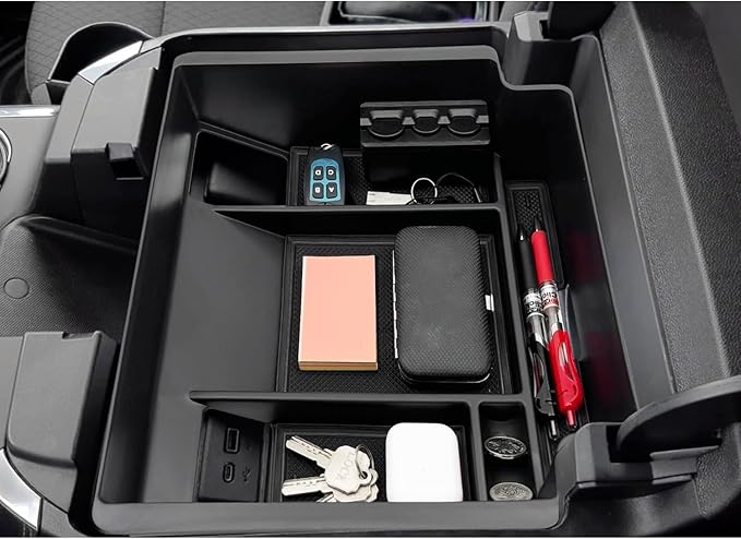 JOJOMARK Center Console Organizer Tray fits for 2022-2025 GMC Sierra/Chevy Silverado 1500 Accessories,2024-2025 Silverado/Sierra 2500HD 3500HD (Wireless Charging With Full Console w/Bucket Seats Only)