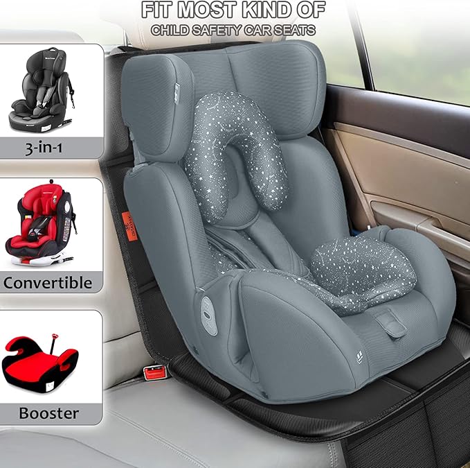 XHYANG Car Seat Protector,Auto Car Seat Protectors Baby Carseat Waterproof Durable 600D Fabric for Child Baby Car Seat Mat Vehicle Pet Cover 2 Storage Pockets (1 Pack)