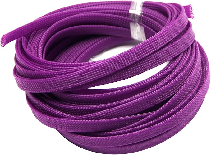 Aicosineg 32.81FT 0.44inch Cable Sleeve Braided Sleeving PET Wire Loom Tubing Cable Wrap Protector for HiFi Audio and Video Headphone Cable Protect Wires from Chewing of Pets Purple