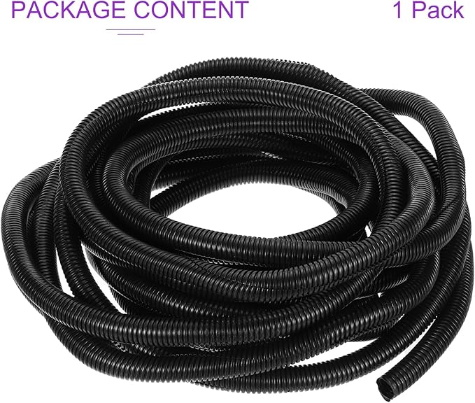 DMiotech 50ft Wire Loom Split Tubing 1 Inch(25.5 Mm) ID, Cord Protectors from Pet Flexible Conduit Cable Management for Office, Home, Garden, Black