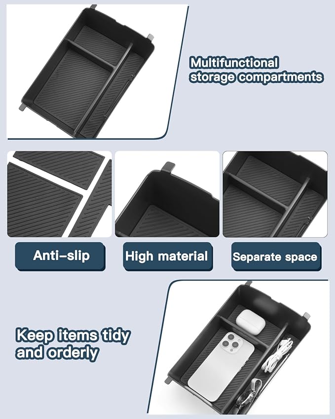 Ruiya (2Packs) 2026 Palisade Console Organizer for Hyundai Palisade LX3 Accessories Under Storage & Armrest Box Compatible with 2026 Hyundai Palisade Calligraphy(Only for 7-seat Version)