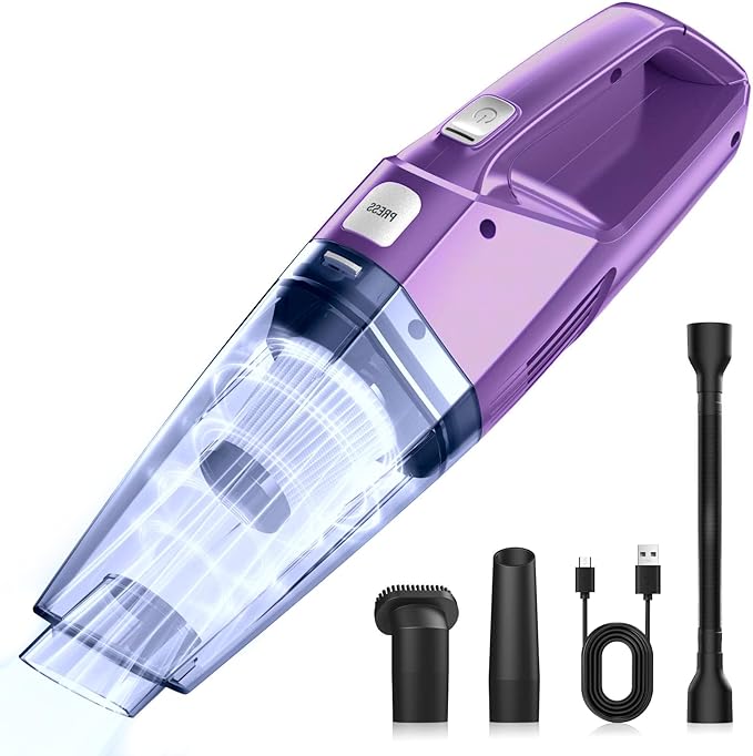 Bossdan Handheld Vacuum Cordless – Car Vac Portable with 8KPA & Multi Accessories & Low Noise, Lightweight Hand Held Vacuum Cordless Rechargeable for Car/Home/Dust/Pet Hair, Mine Portable Vacuum