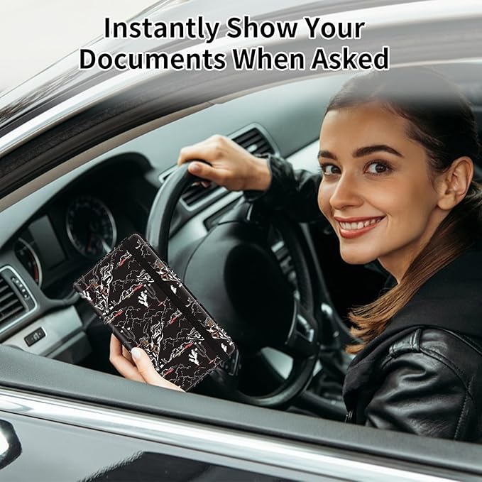 Car Registration and Insurance Card Holder, Vehicle License Documents Glove Box Compartment Organizer Wallet, ID Card Holder for Car Essentials Automobile, Western Man Cowboy