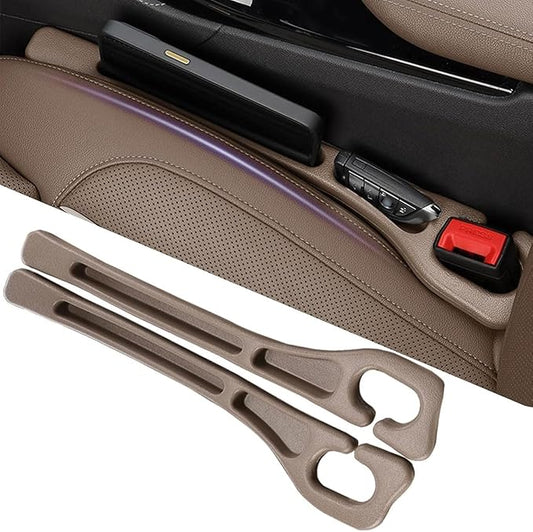 2 PCS Car Seat Gap Filler for BMW X1 X3 X5, Seat Gap Plug with Storage Slot Console Organizer to Stop Items Falling Between Seats Plug Play,C/Brown